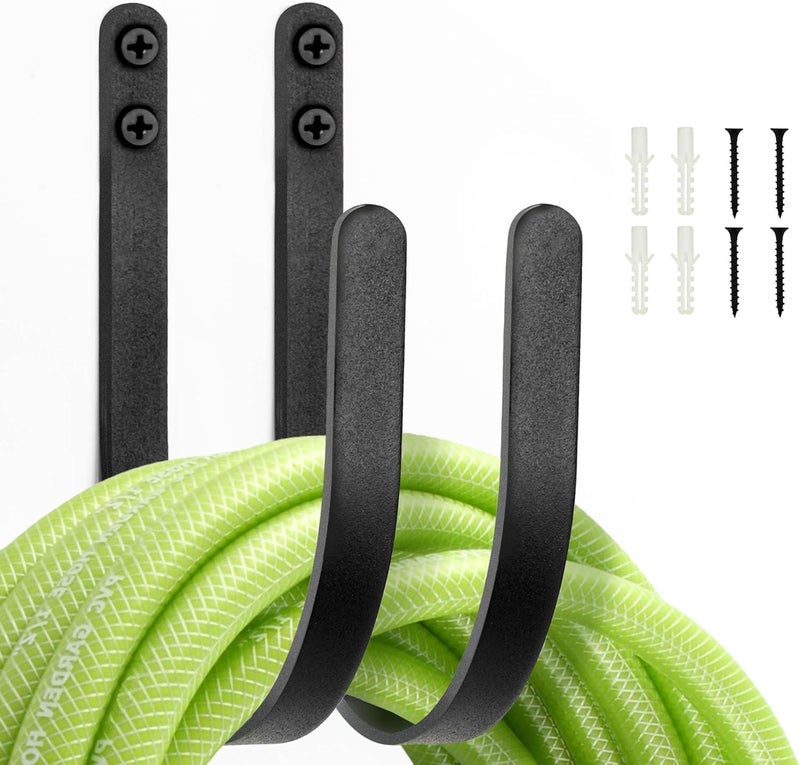 Lifyzoon Garden Hose Holders Mount: Wall Mount Garden Hose Hangers for Outside - 2Pcs Rust-Proof Water Hose Racks Hanging Hooks for Outside Expandable Hose - Image 1